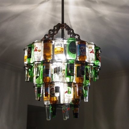 beer bottle chandelier